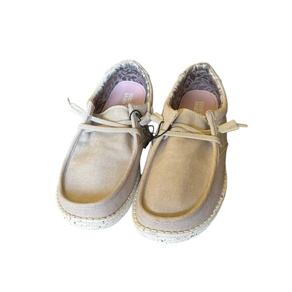 NWB Eddie Bauer Women’s Canvas Lace-Up Loafers Surray Tan Size 8 - Picture 3 of 7